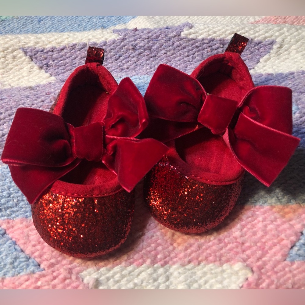 Red Sparkly Baby Shoe with Bow